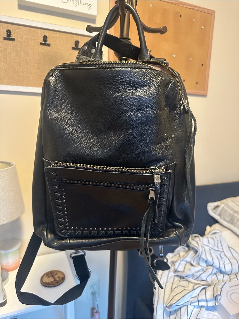 The Sak Black Leather Backpack/Laptop Bag